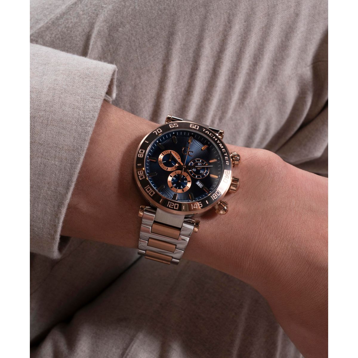 Select Men Quartz Blue Dial Chronograph Stainless Steel Watch Z50002G7Mf