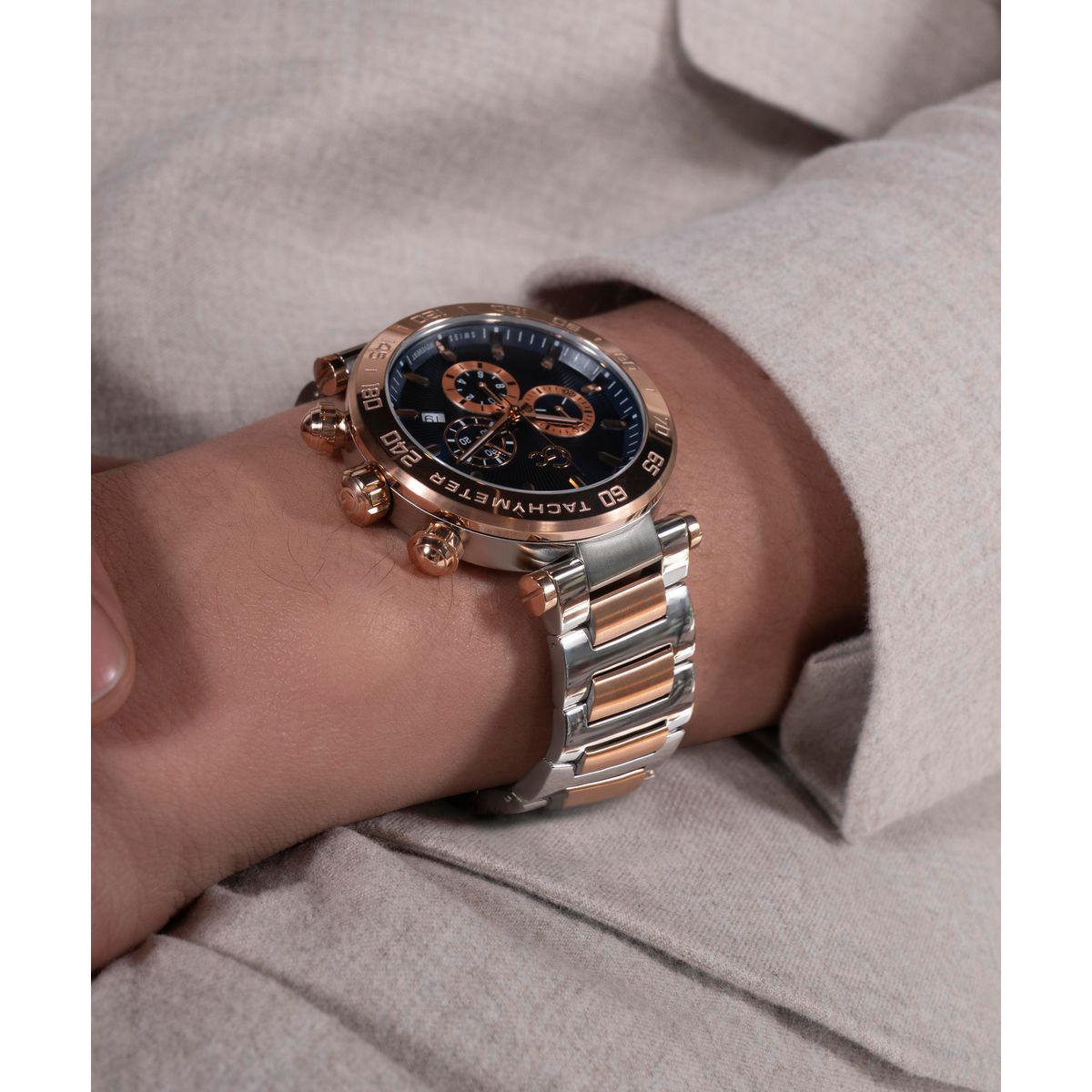 Select Men Quartz Blue Dial Chronograph Stainless Steel Watch Z50002G7Mf