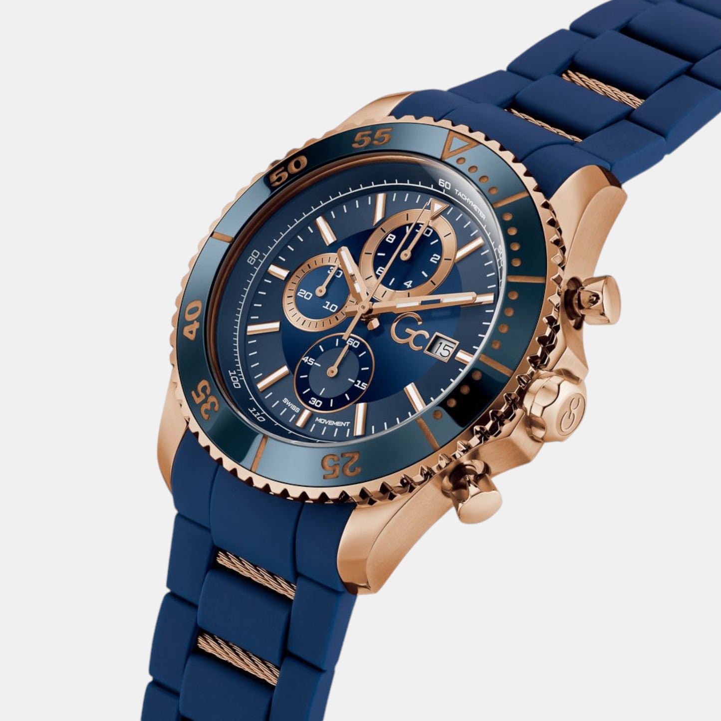 Sportchic Men Quartz Blue Dial Chronograph Silicone Watch Z51001G7MF