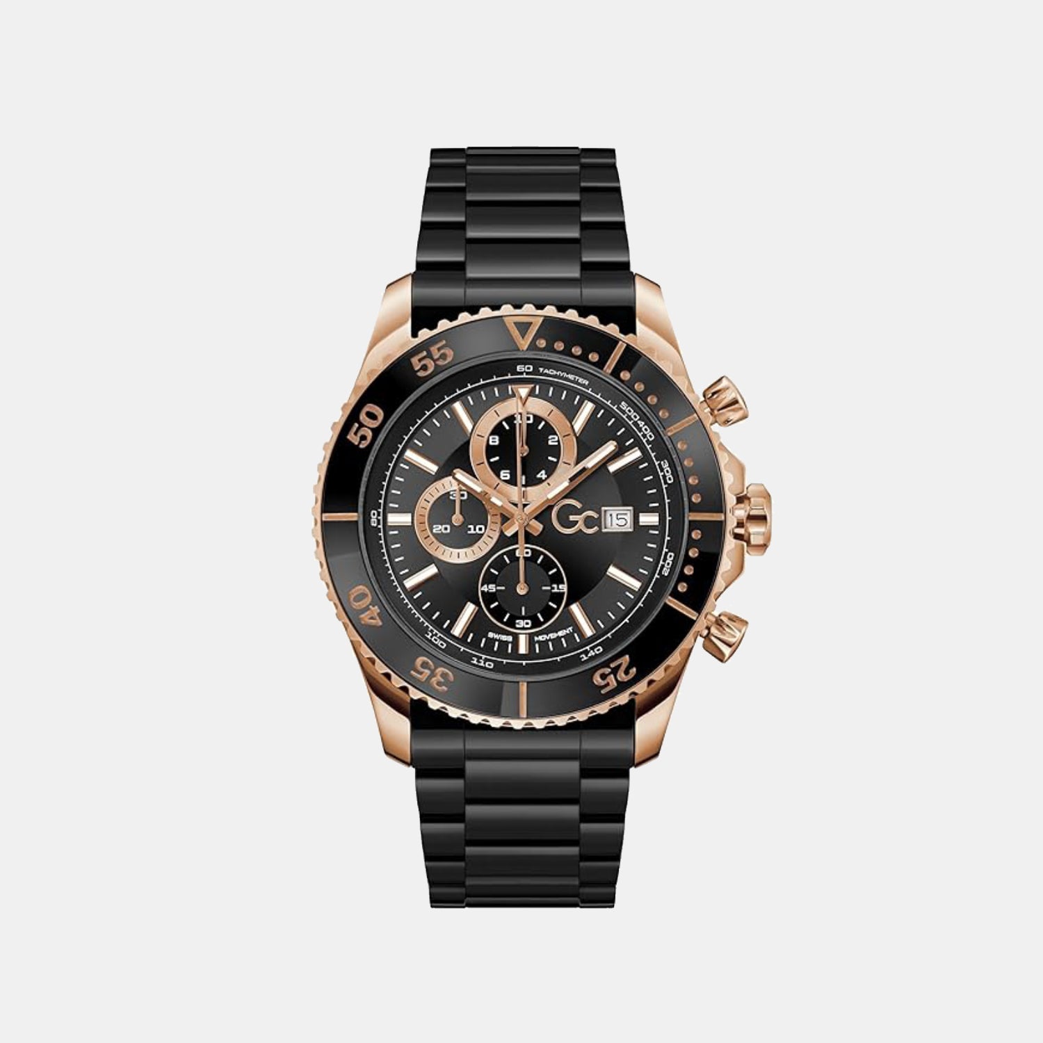 GC Round Black Chronograph watch