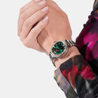 Vogue Cable Women Quartz Green Dial Analog Stainless Steel Watch Z52002L9MF