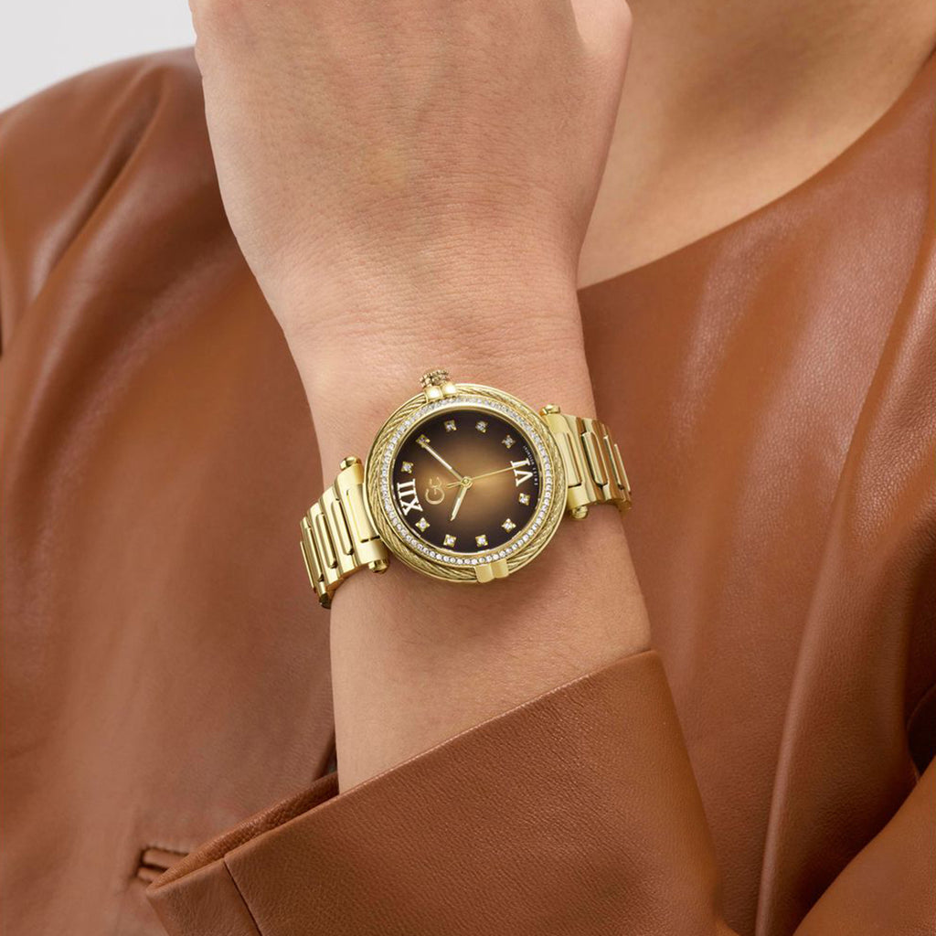Gc Sportchic Women Quartz Brown Dial Analog Stainless Steel Watch Z52005L4