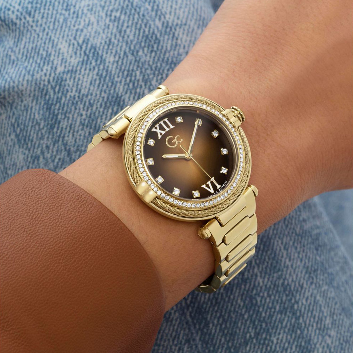 Gc Sportchic Women Quartz Brown Dial Analog Stainless Steel Watch Z52005L4