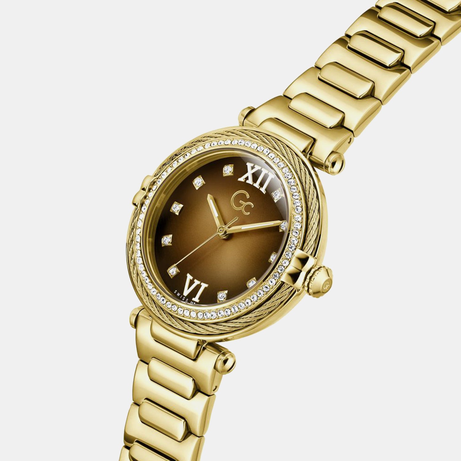 Gc Sportchic Women Quartz Brown Dial Analog Stainless Steel Watch Z52005L4