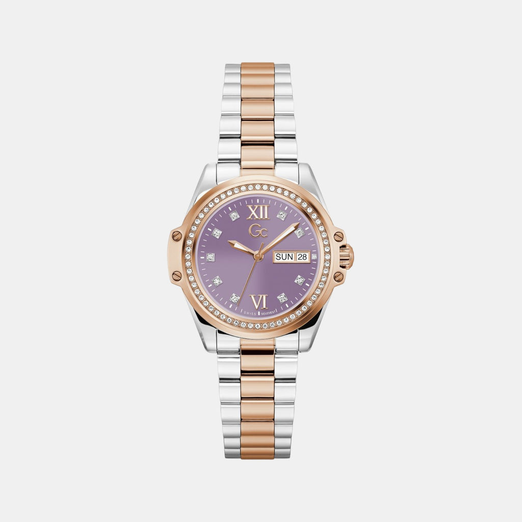 Gc Bolt Lady Women Quartz Purple Dial Analog Stainless Steel Watch Z53005L3