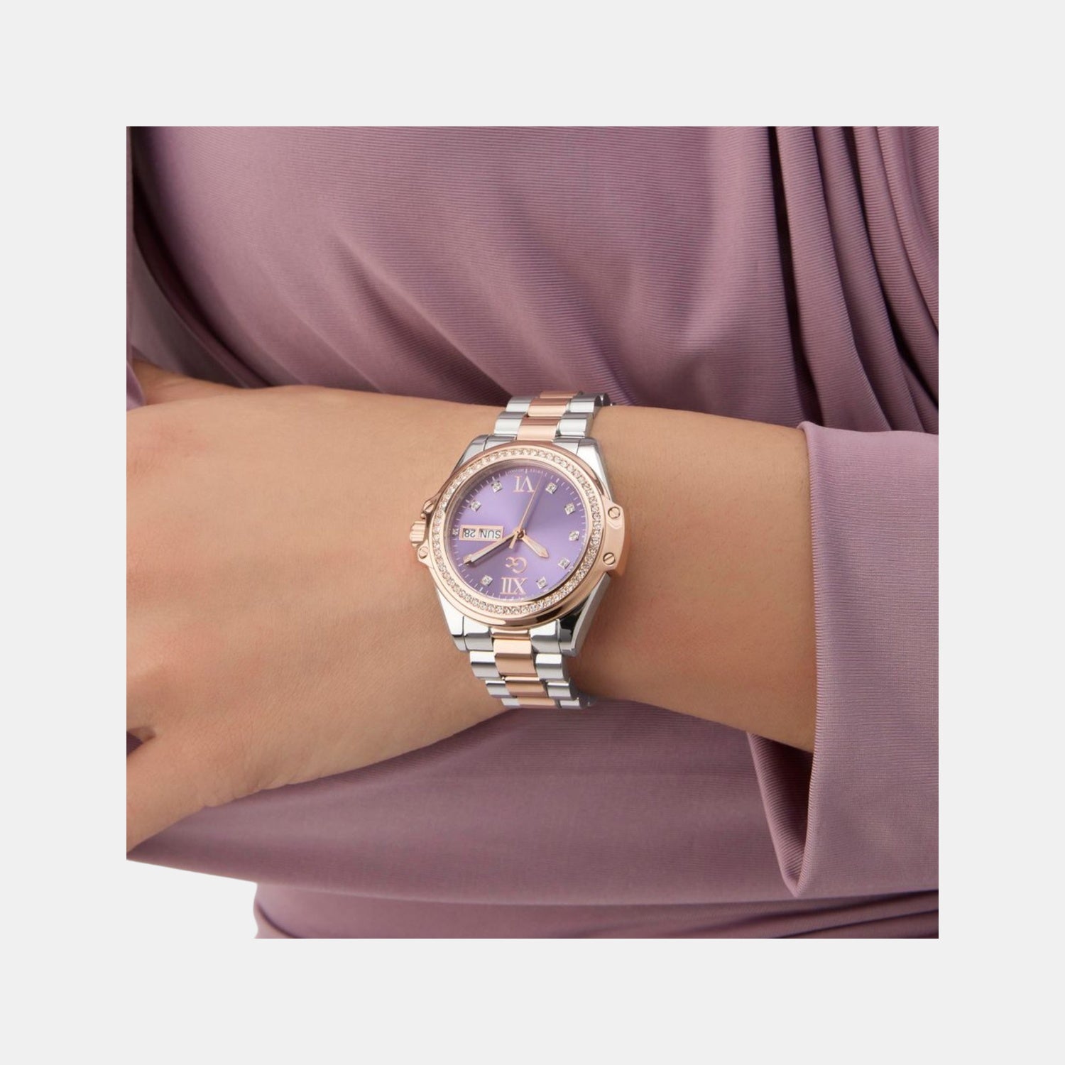 Gc Bolt Lady Women Quartz Purple Dial Analog Stainless Steel Watch Z53005L3