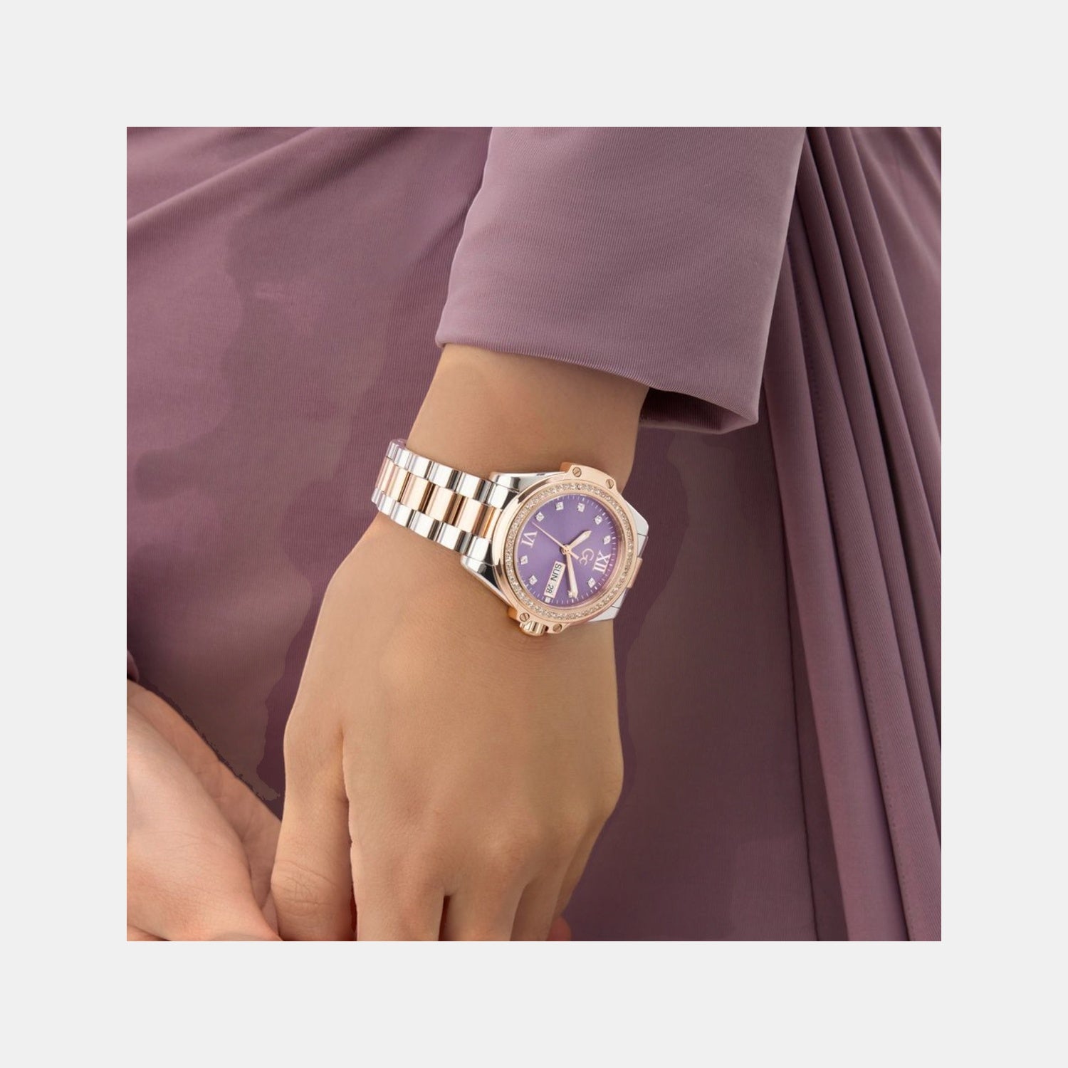 Gc Bolt Lady Women Quartz Purple Dial Analog Stainless Steel Watch Z53005L3