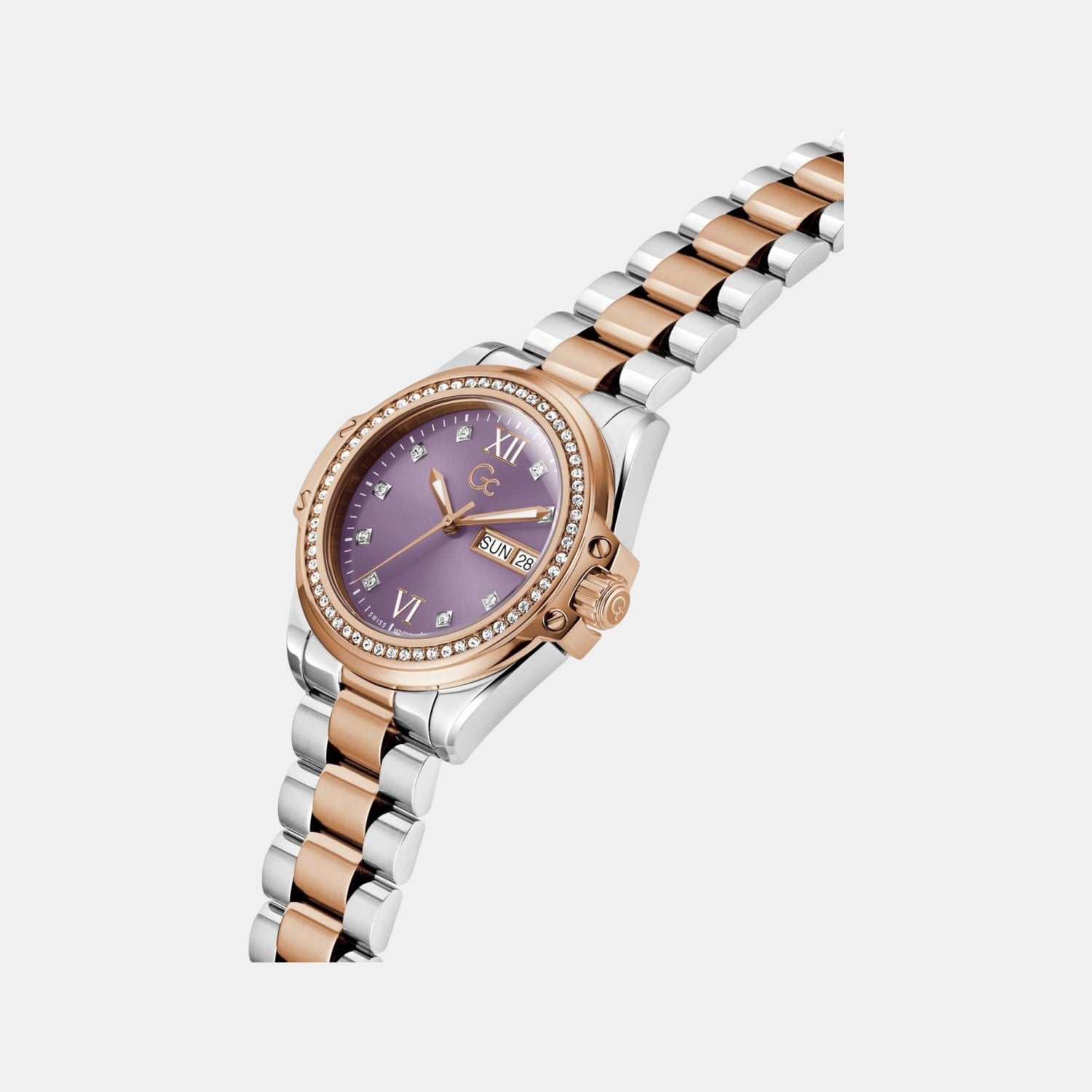Gc Bolt Lady Women Quartz Purple Dial Analog Stainless Steel Watch Z53005L3