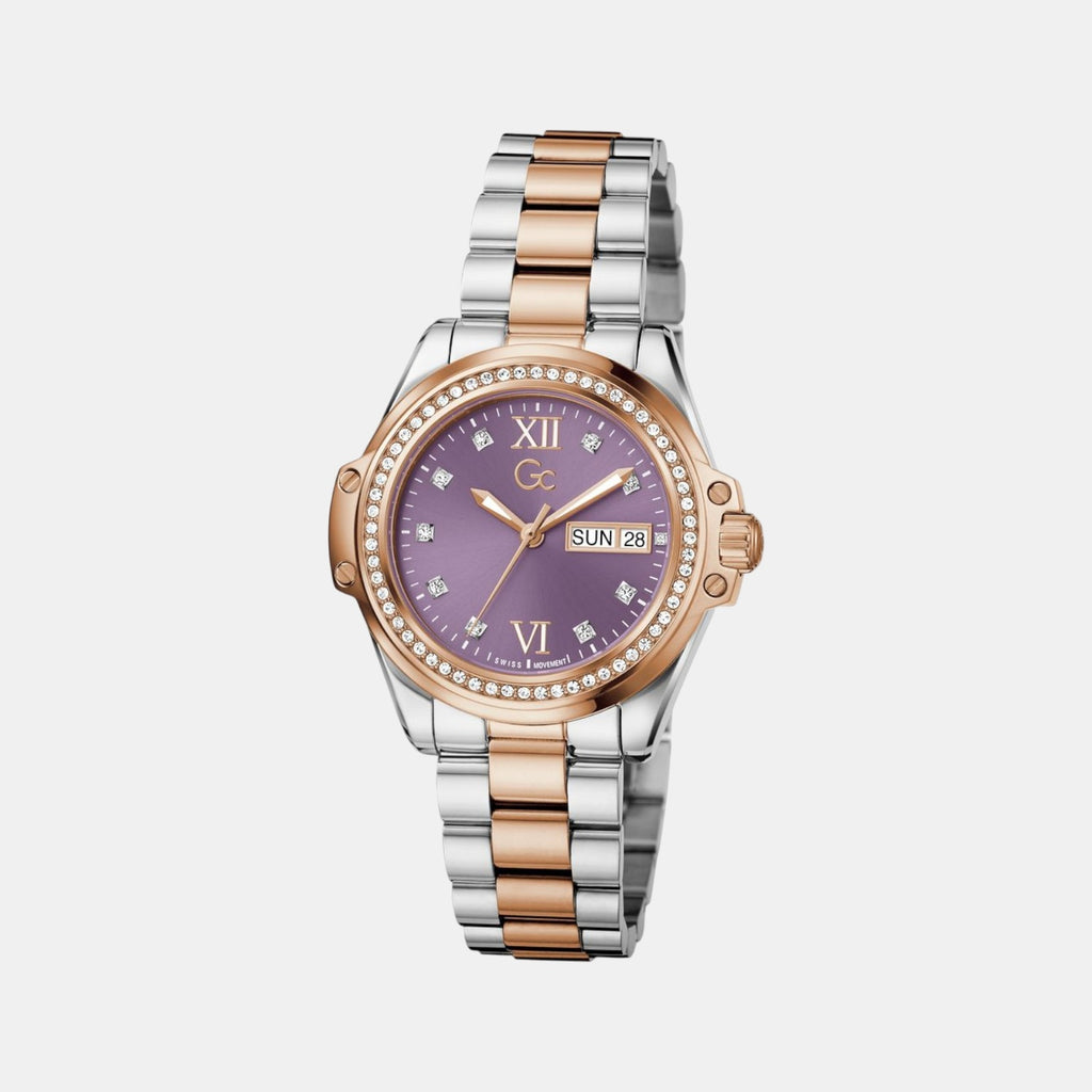 Gc Bolt Lady Women Quartz Purple Dial Analog Stainless Steel Watch Z53005L3