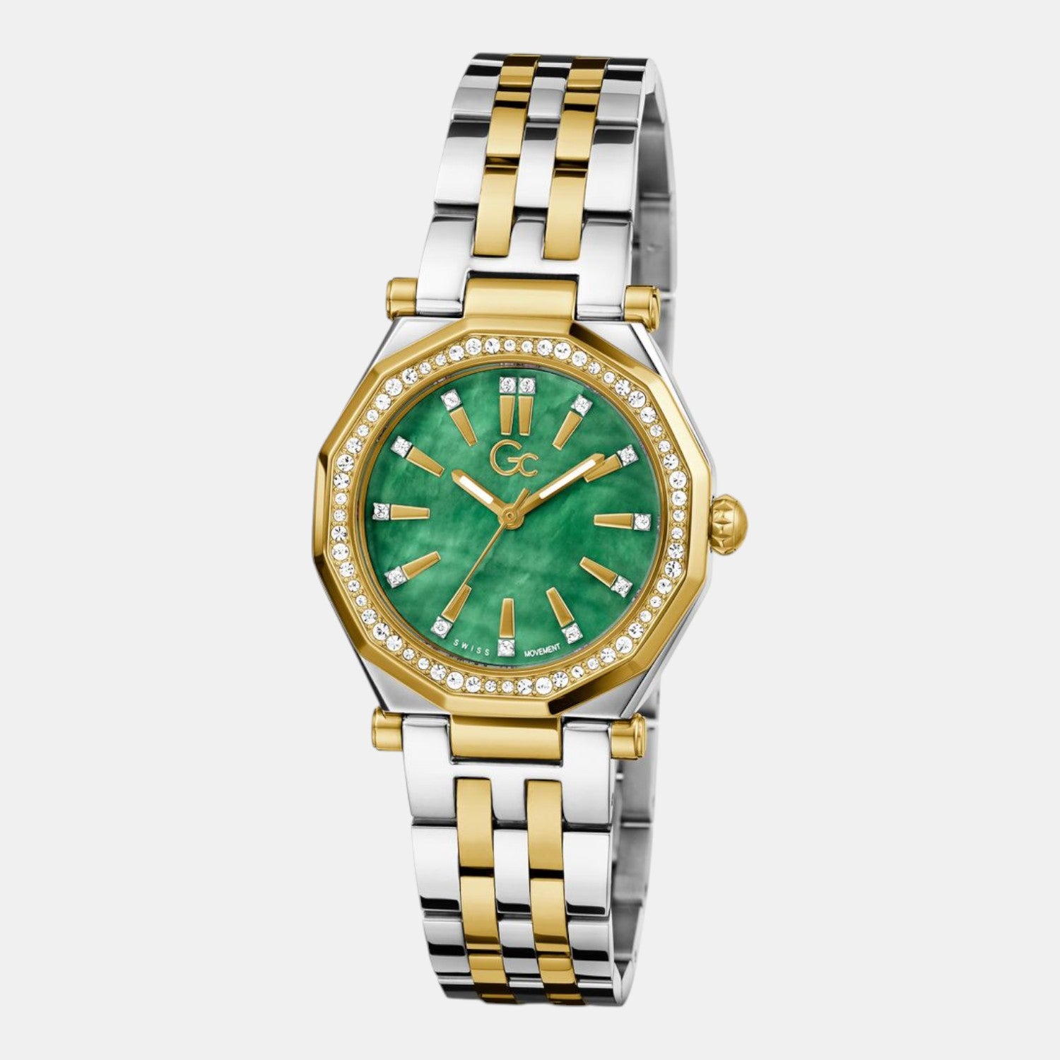 Gc Gleam Women Quartz Green Dial Analog Stainless Steel Watch Z55003L9