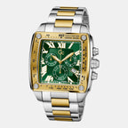 Retro Fit Men Quartz Green Dial Chronograph Stainless Steel Watch Z56006G9