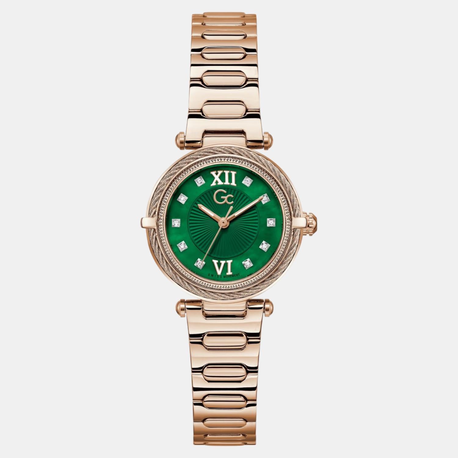 Vogue Cable Women Quartz Green Dial Analog Stainless Steel Watch Z57003L9