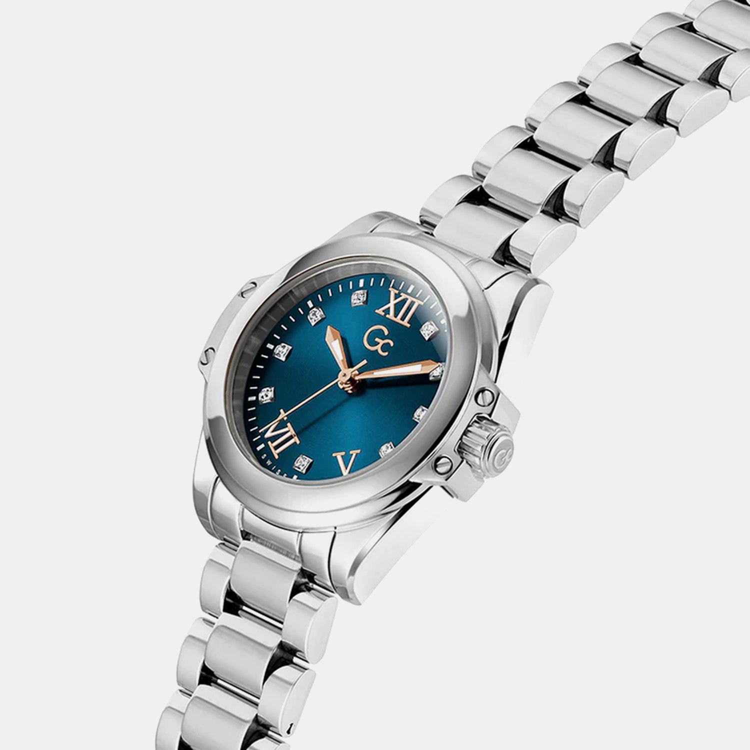 Gc Bolt Lady Mini Women Quartz Blue Dial Analog Stainless Steel Watch Z58004L7