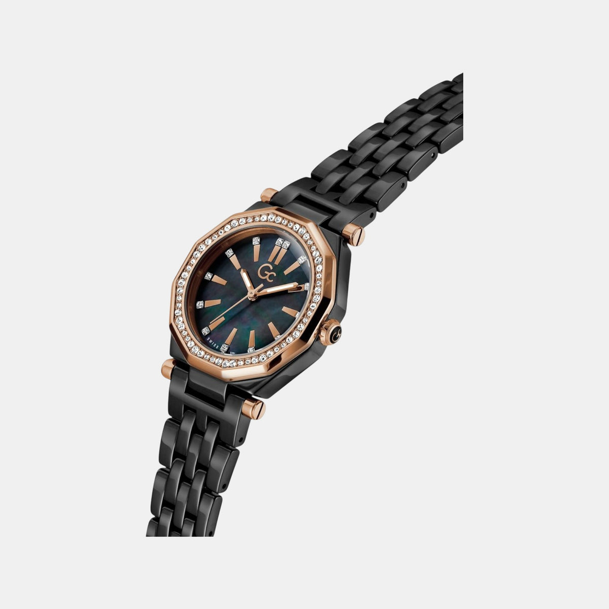 Gleam Women Quartz Black Dial Multi-Function Ceramic Watch Z59002L2