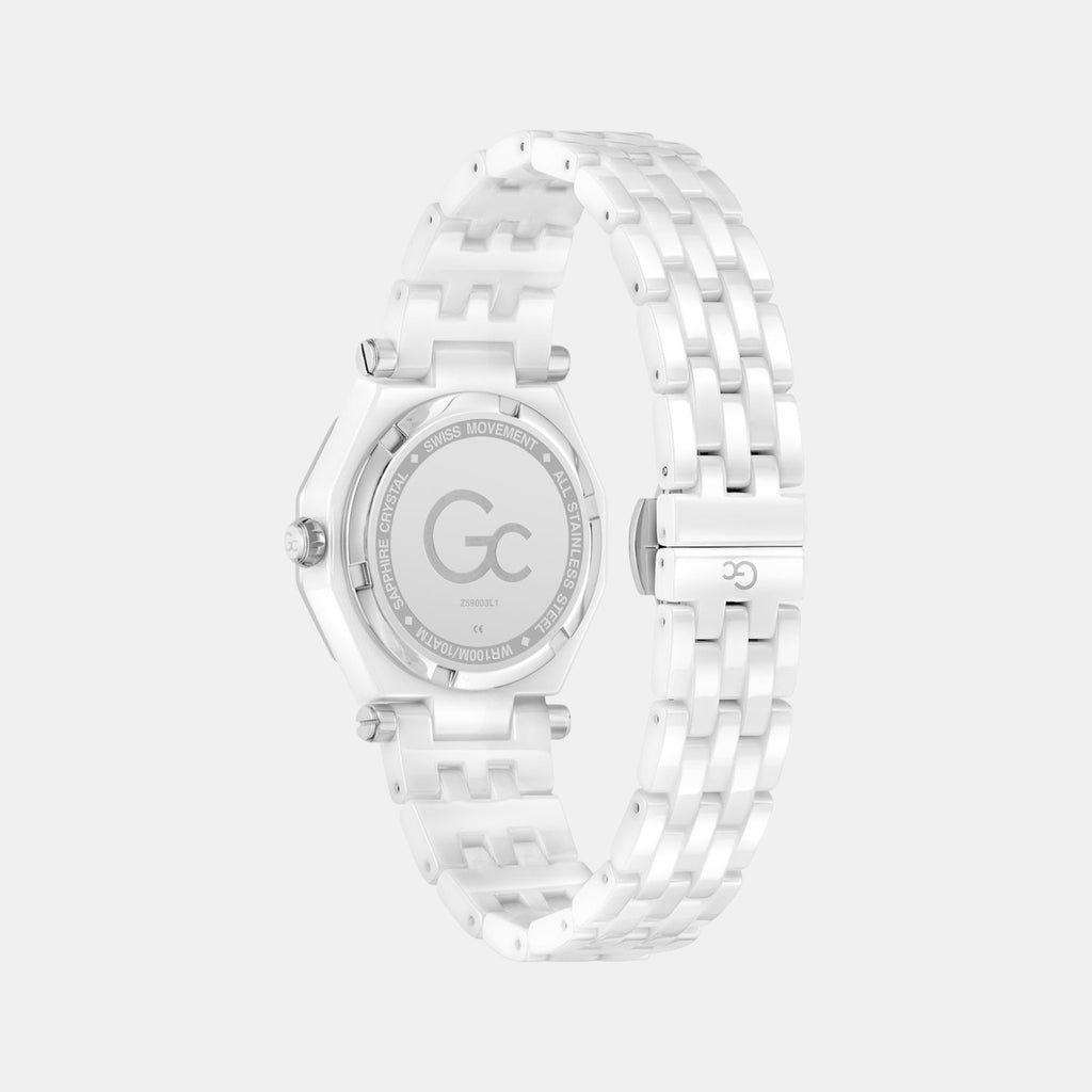 Gc Gleam Women Quartz White Dial Multi-Function Ceramic Watch Z59003L1