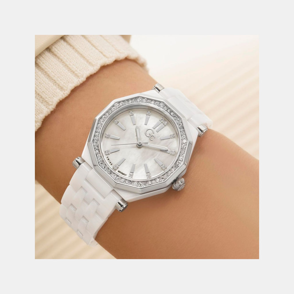 Gc Gleam Women Quartz White Dial Multi-Function Ceramic Watch Z59003L1