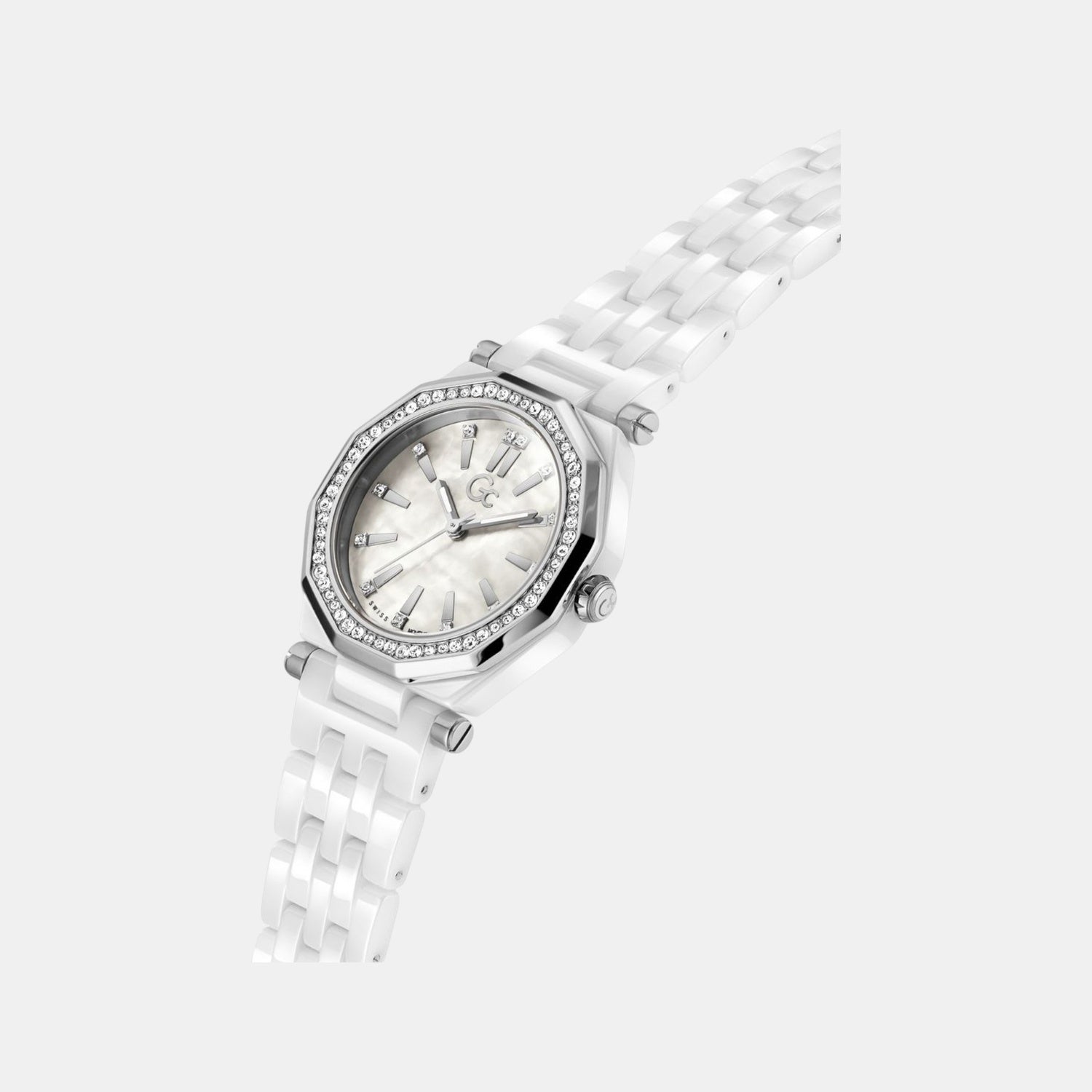 Gc Gleam Women Quartz White Dial Multi-Function Ceramic Watch Z59003L1