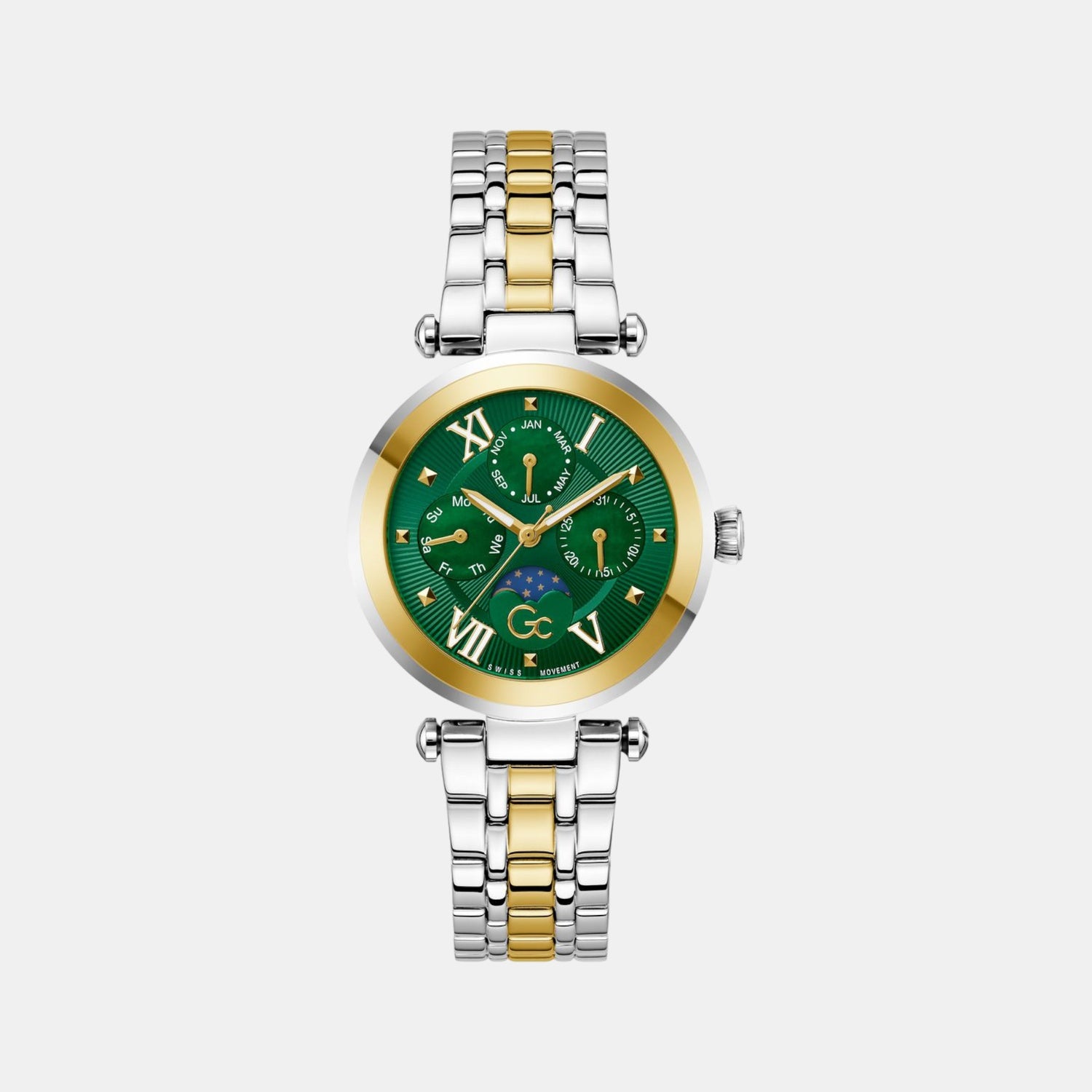 Sportchic Women Quartz Green Dial Multi-Function Stainless Steel Watch Z62002L9