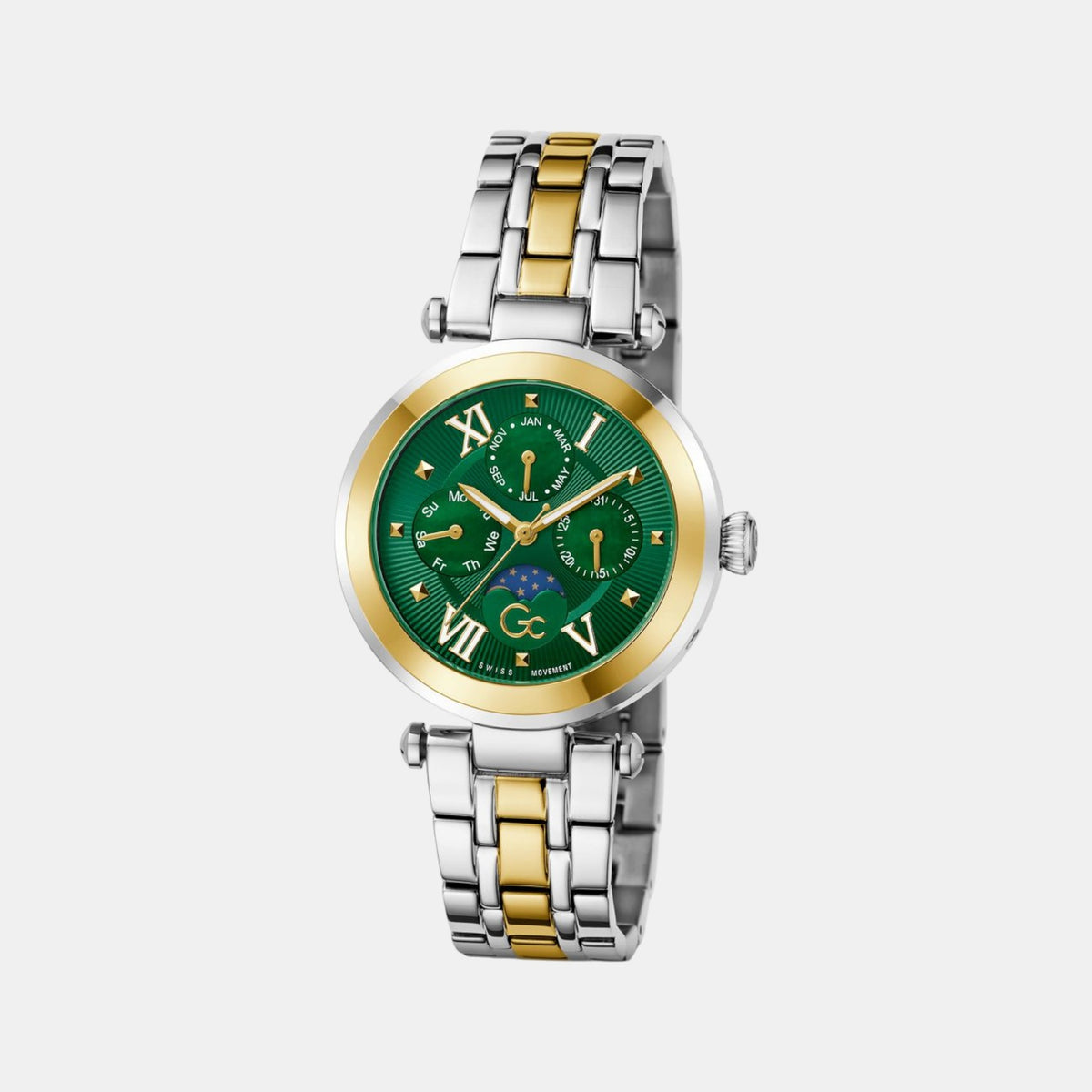 Topchic Women Quartz Green Dial Multi-Function Stainless Steel Watch Z62002L9