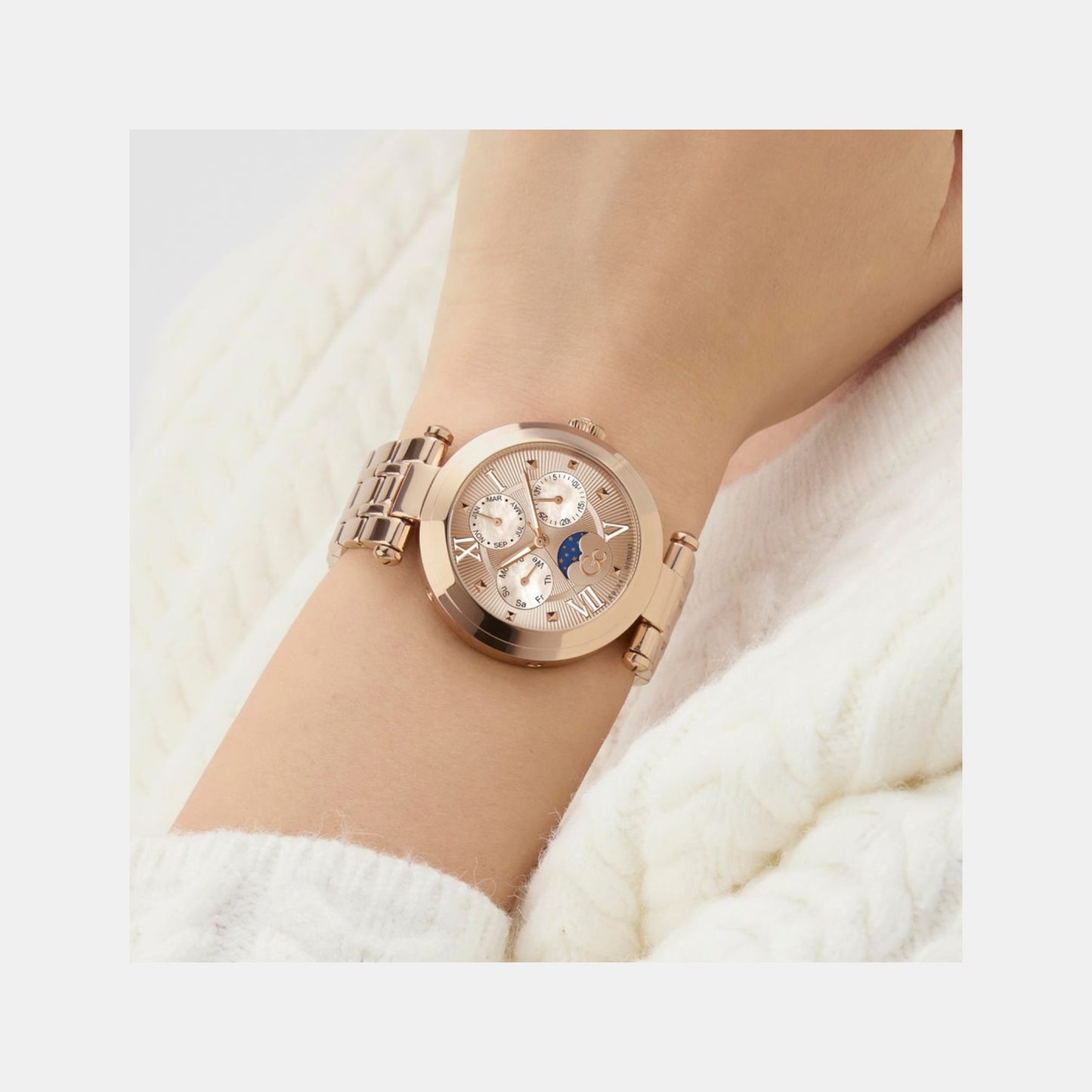 Sportchic Women Quartz Rose Gold Dial Multi-Function Stainless Steel Watch Z62003L3