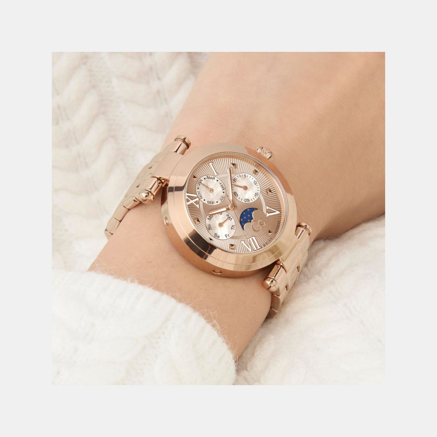Sportchic Women Quartz Rose Gold Dial Multi-Function Stainless Steel Watch Z62003L3