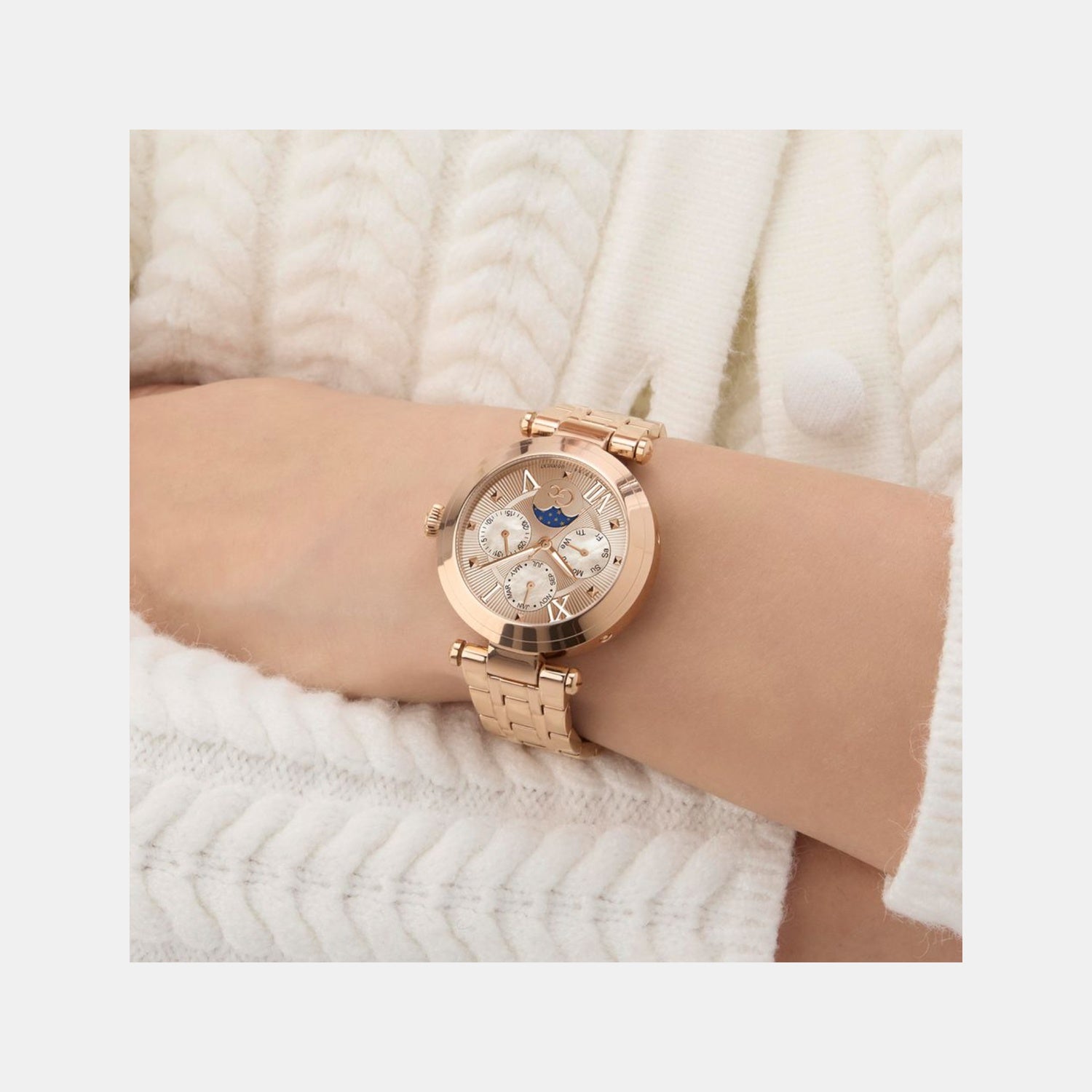 Sportchic Women Quartz Rose Gold Dial Multi-Function Stainless Steel Watch Z62003L3