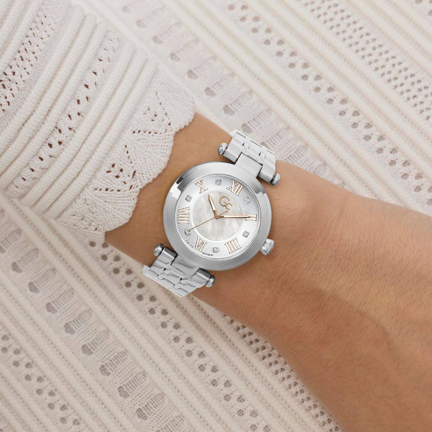 Gc Sportchic Women Quartz White Dial Analog Stainless Steel Watch Z63001L1