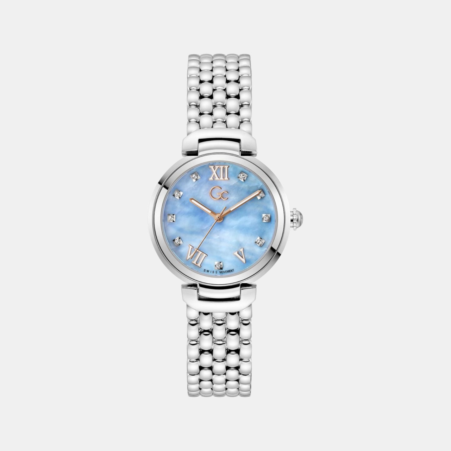 Dress Women Quartz Blue Mother Of Pearl Dial Analog Stainless Steel Watch Z64003L3