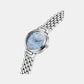 Dress Women Quartz Blue Mother Of Pearl Dial Analog Stainless Steel Watch Z64003L3