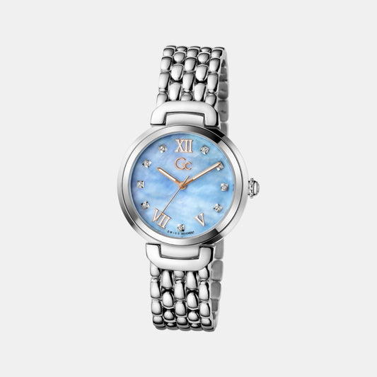 Dress Women Quartz Blue Mother Of Pearl Dial Analog Stainless Steel Watch Z64003L3