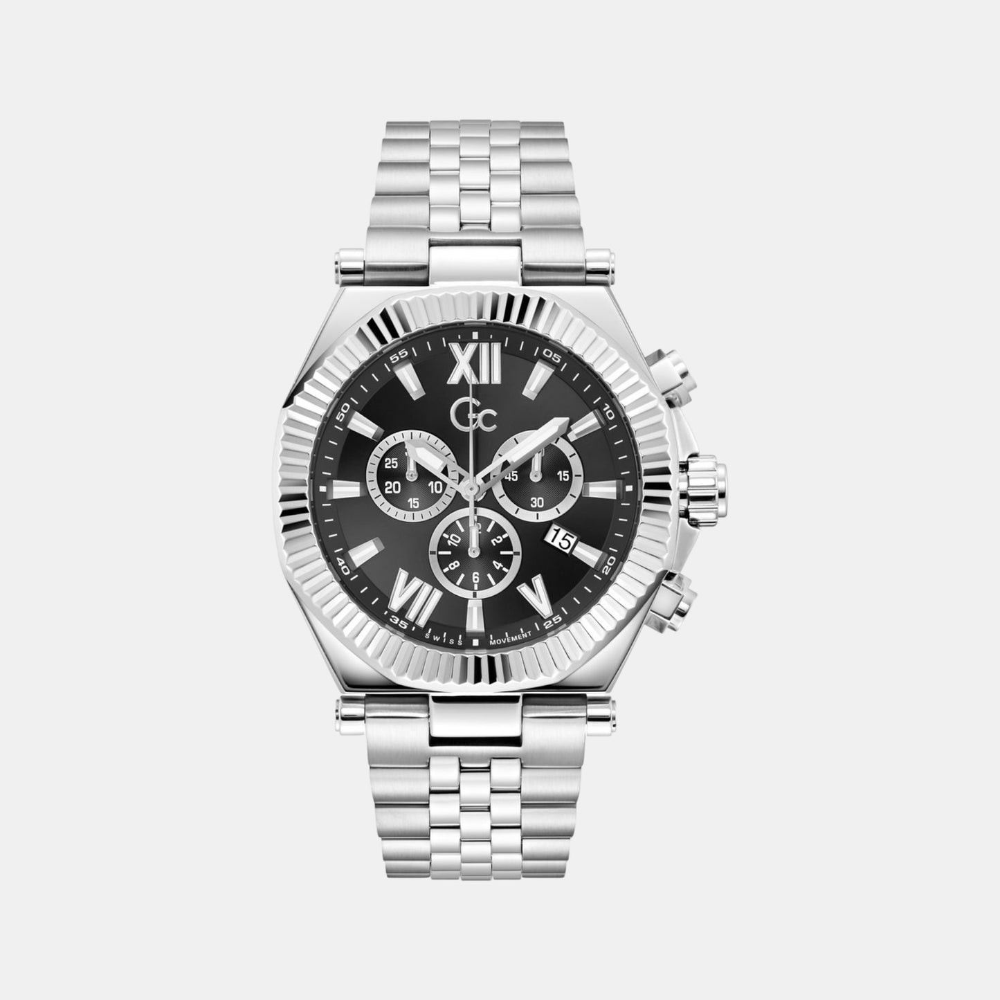 Gc Atlas Men Quartz Black Dial Chronograph Stainless Steel Watch Z66001G2