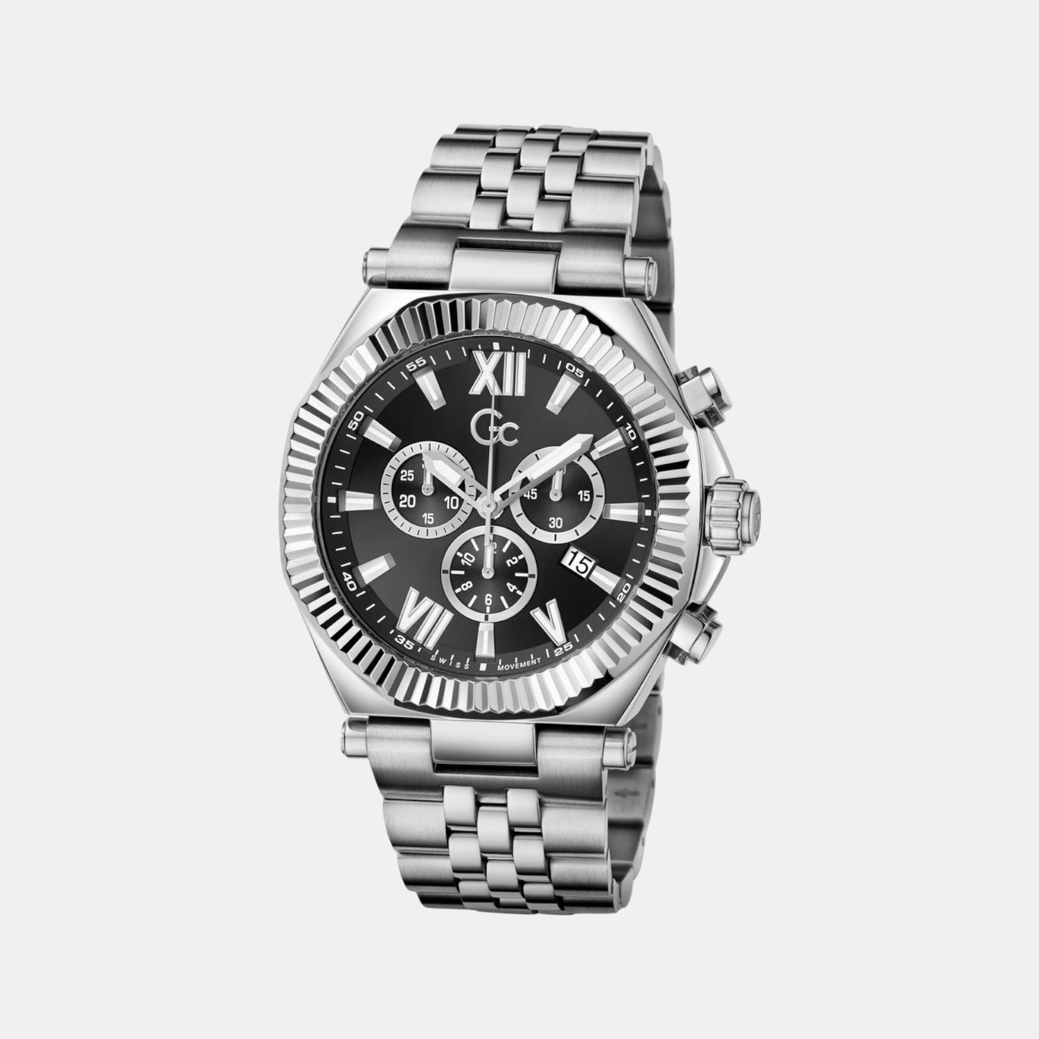 Gc Atlas Men Quartz Black Dial Chronograph Stainless Steel Watch Z66001G2