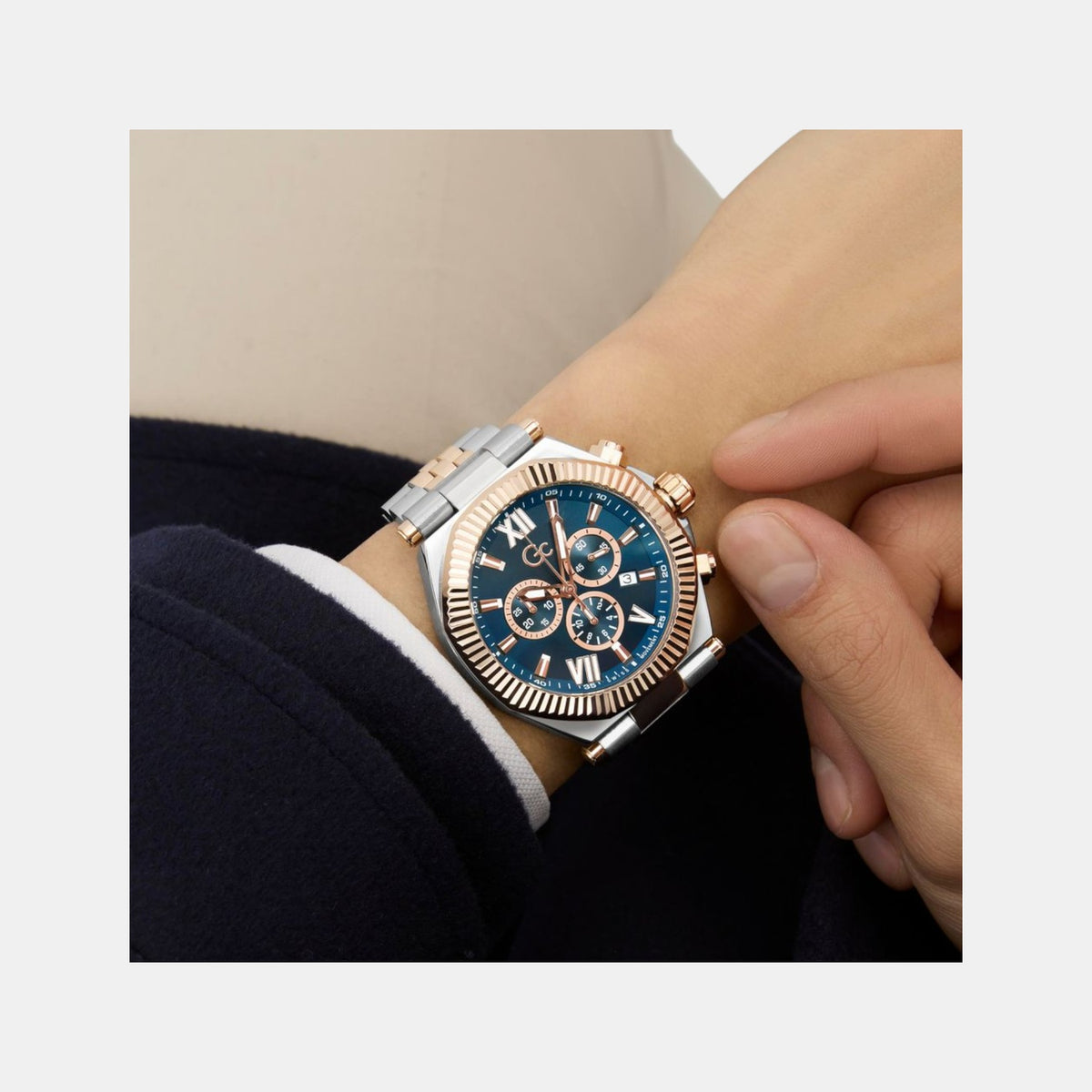 Atlas Men Quartz Blue Dial Chronograph Stainless Steel Watch Z66002G7