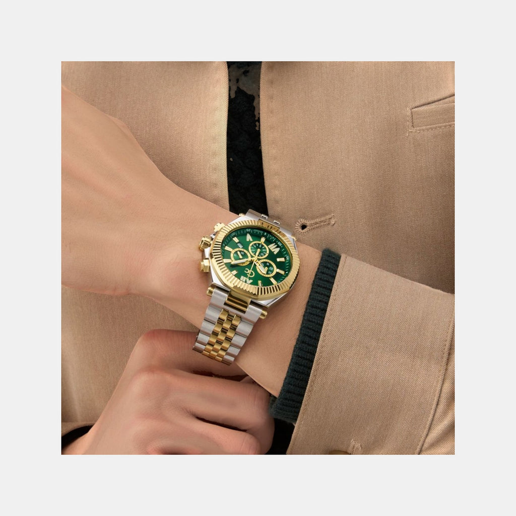 Gc Atlas Men Quartz Green Dial Chronograph Stainless Steel Watch Z66003G9