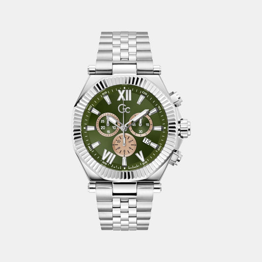 Gc Atlas Men Quartz Green Dial Chronograph Stainless Steel Watch Z66004G9