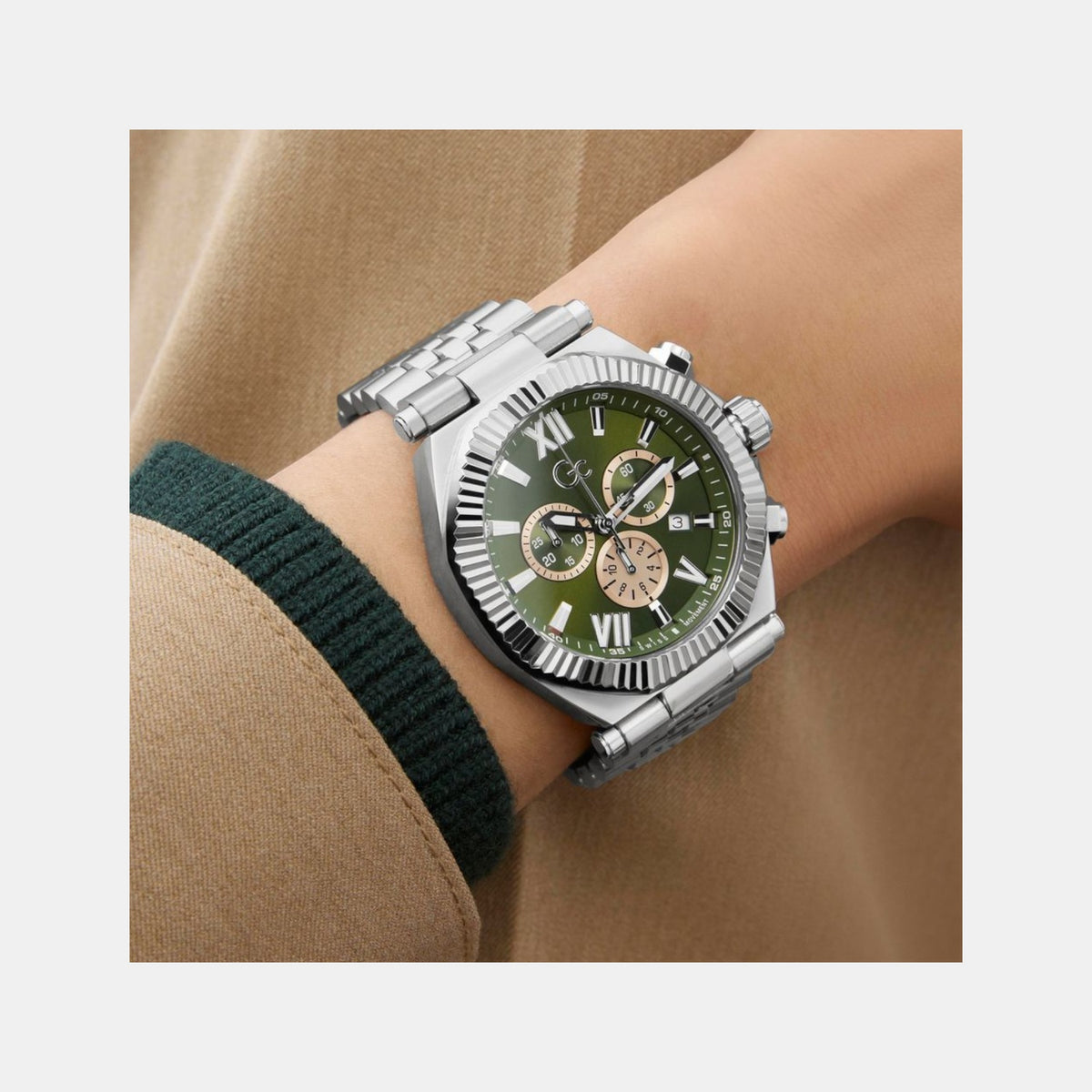 Atlas Men Quartz Green Dial Chronograph Stainless Steel Watch Z66004G9