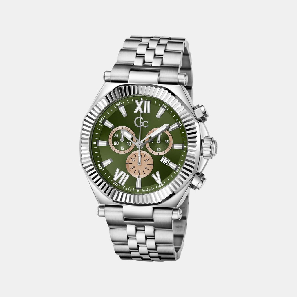 Gc Atlas Men Quartz Green Dial Chronograph Stainless Steel Watch Z66004G9