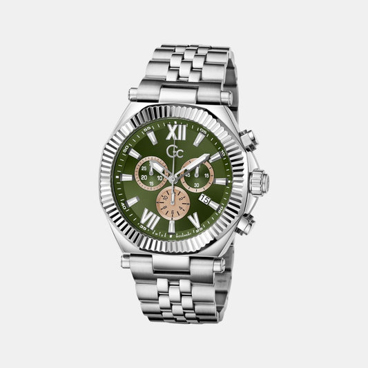 Gc Atlas Men Quartz Green Dial Chronograph Stainless Steel Watch Z66004G9