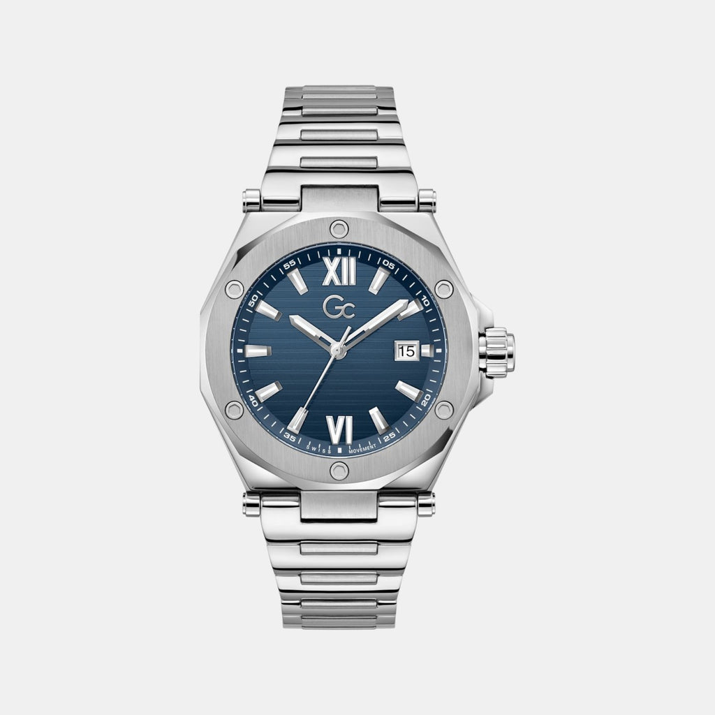 Gc Dress Men Quartz Blue Dial Analog Stainless Steel Watch Z67001G7