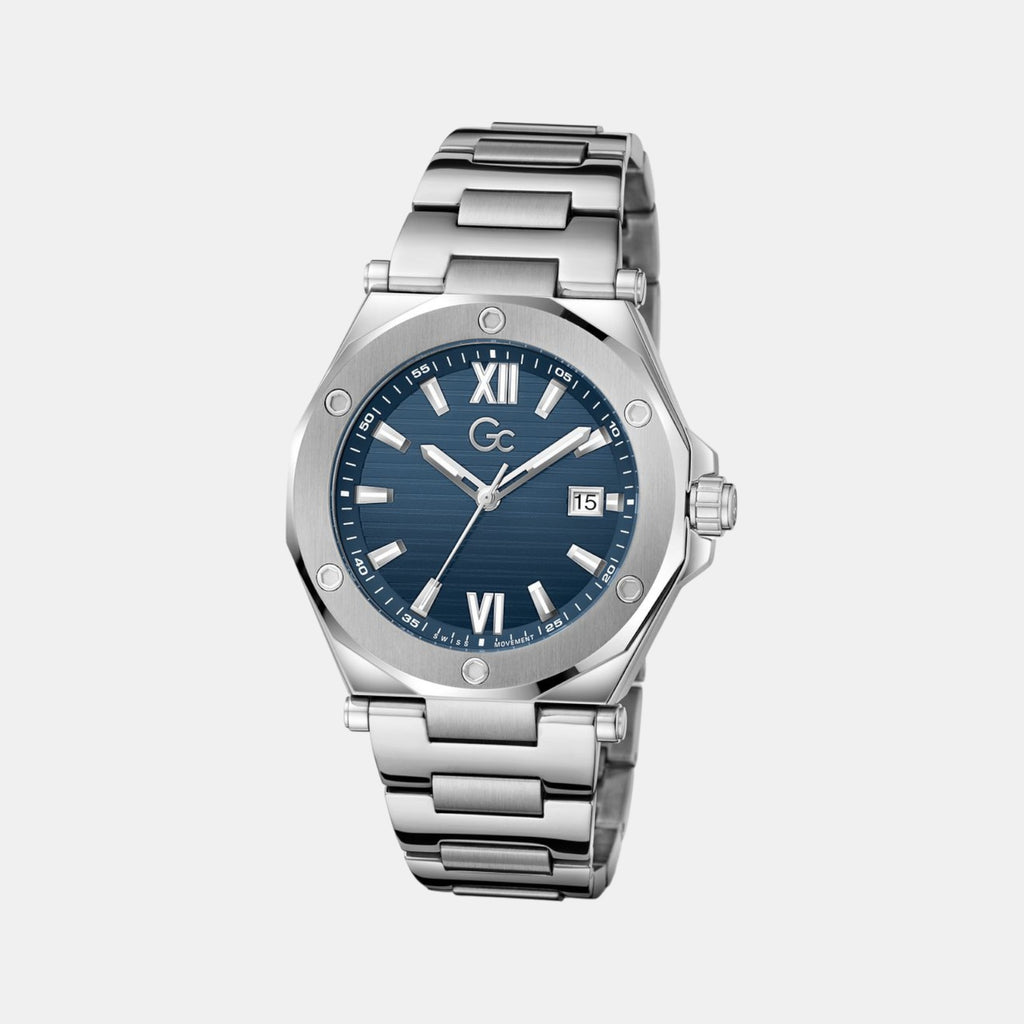Gc Dress Men Quartz Blue Dial Analog Stainless Steel Watch Z67001G7