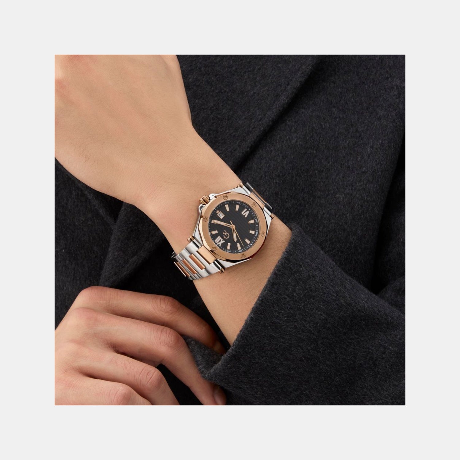 Dress Men Quartz Black Dial Analog Stainless Steel Watch Z67002G2