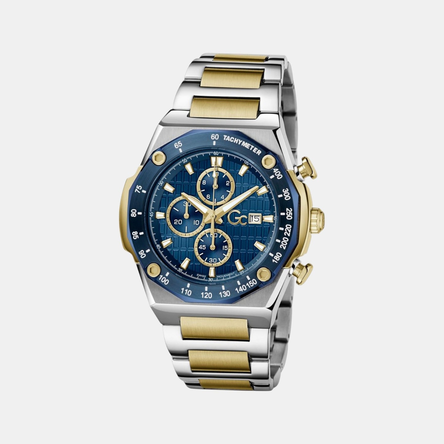 Gc Idolsport Men Quartz Blue Dial Chronograph Stainless Steel Watch Z68001G7