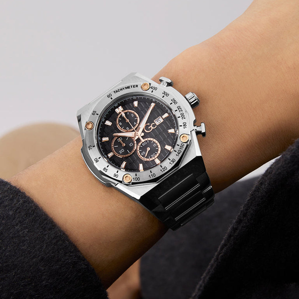 Men Quartz Black Dial Chronograph Stainless Steel Watch Z68002G2