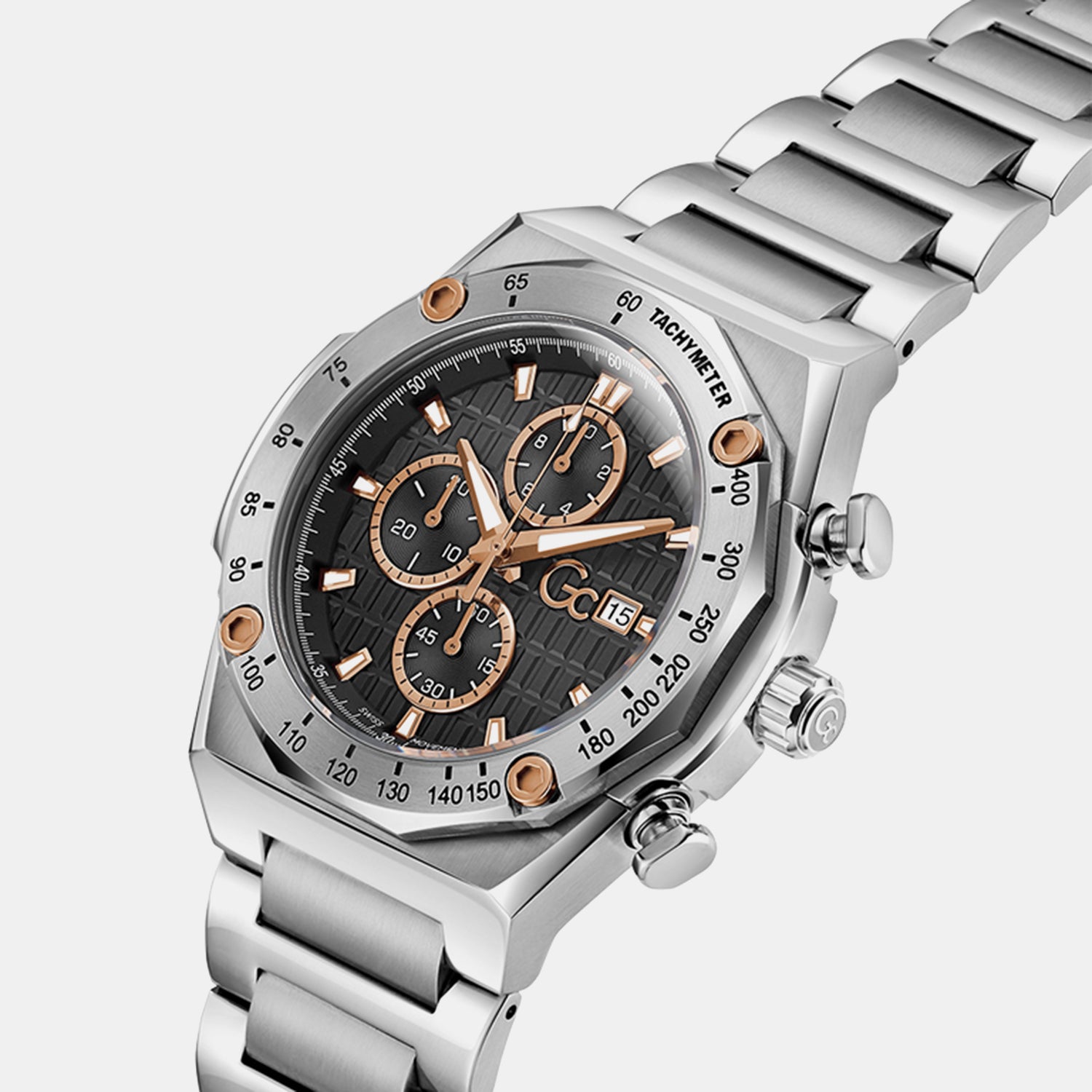 Men Quartz Black Dial Chronograph Stainless Steel Watch Z68002G2
