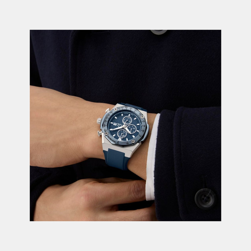 Sportchic Men Quartz Blue Dial Chronograph Silicone Watch Z68003G7