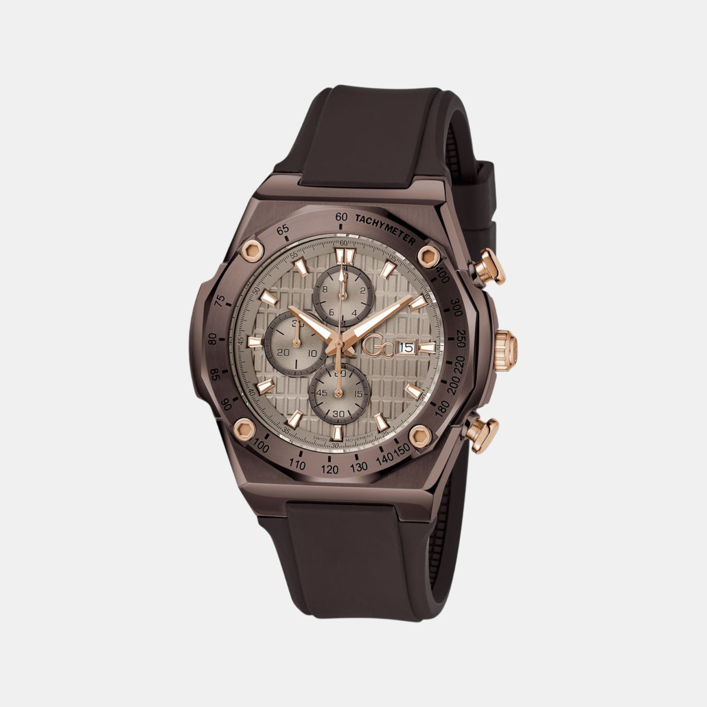 Sportchic Men Quartz Beige Dial Chronograph Silicone Watch Z68005G1