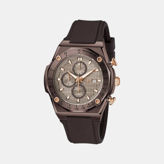 Sportchic Men Quartz Beige Dial Chronograph Silicone Watch Z68005G1