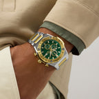 Gc Sportchic Men Quartz Green Dial Chronograph Stainless Steel Watch Z68006G9