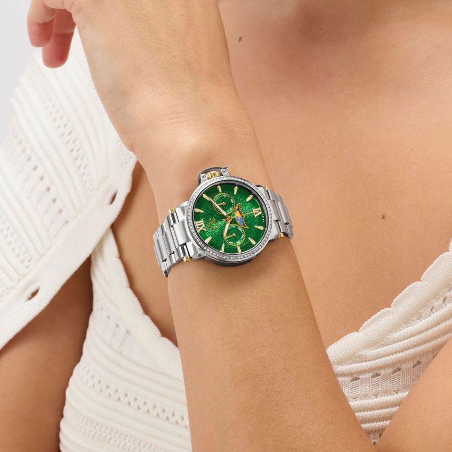 Gc Sportchic Women Quartz Green Dial Analog Stainless Steel Watch Z69001L7