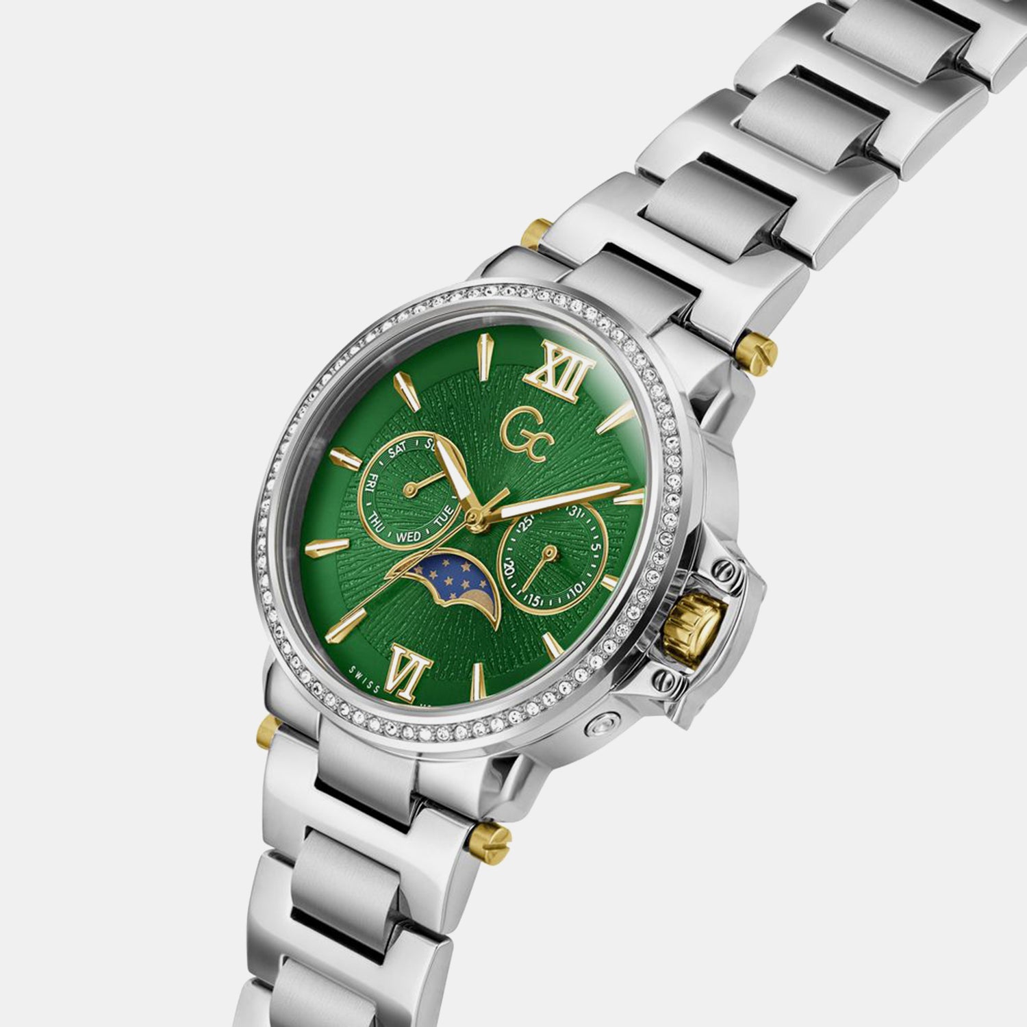 Gc Sportchic Women Quartz Green Dial Analog Stainless Steel Watch Z69001L7